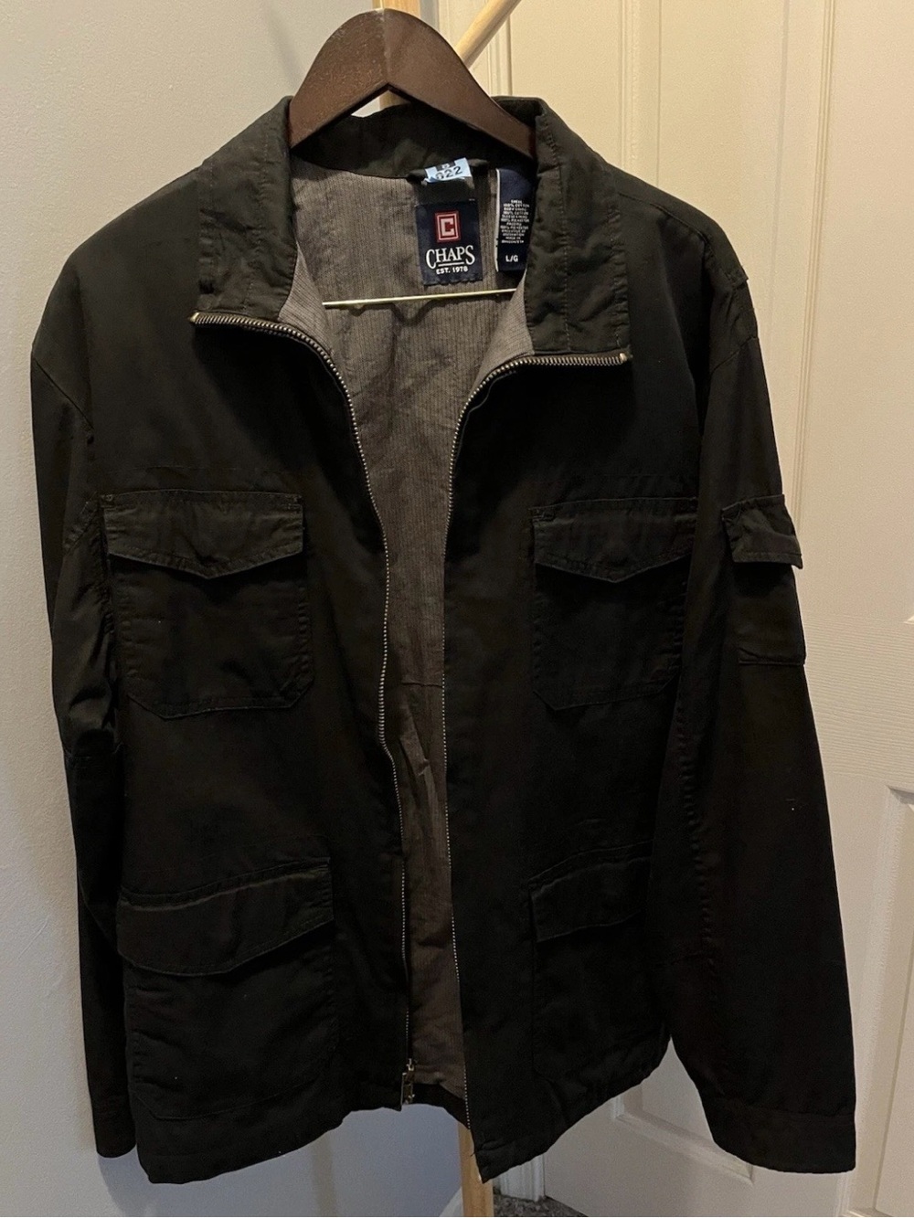 Chaps Men's Black Utility Zip Jacket Size L Full Zip